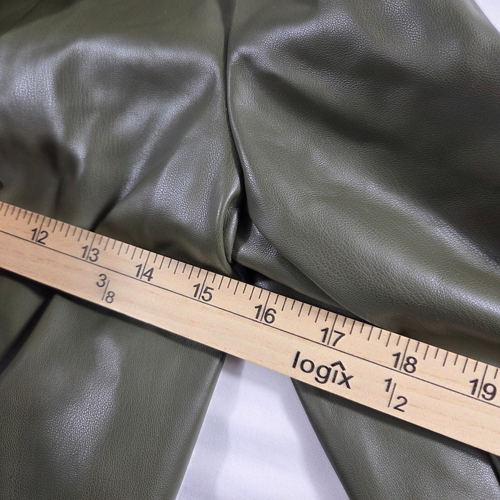 Philosophy Republic Clothing Olive Green Faux Leather Cropped Blazer Jacket 4 - Picture 7 of 7